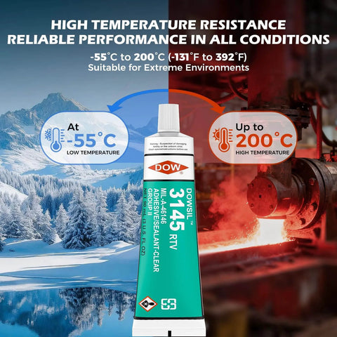 Heavy Duty High Temp Waterproof Sealed RTV Silicone Adhesive 90ml 3oz For Electronics Housings Battery Panels Mil A 46146 Grade