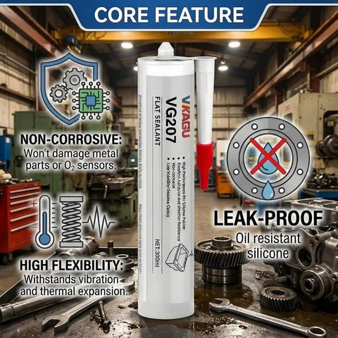 RTV Silicone Gasket Maker For Formed In Place Gaskets Sensor Safe High Temp Oil Resistant Sealant For Valve Covers Oil Pans Differentials Leak Proof Flange Sealant Pro Grade OEM Standard 10.14 Fl Oz Cartridge in industrial setting with tools