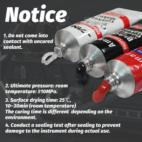 Tubes of high temp automotive silicone gasket sealant, oil resistant antifreeze, black 170g heavy duty for engines, gearboxes