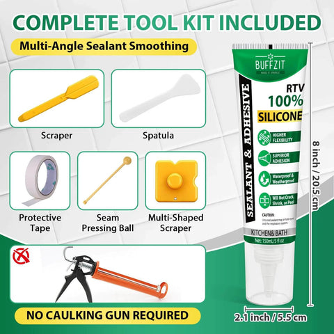Go To RTV Silicone Sealant For Any Job Waterproof Flexible Caulk With A Strong Bond And Crack Resistance For Automotive Gaskets Engines Windows Bathrooms And Kitchens Multi Surface Sealant 5 Oz Gray shown with complete tool kit including spatula and scraper
