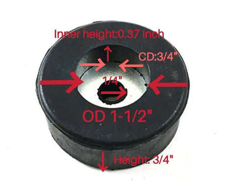 Durable rubber anti vibration pads with 1.5 in outer diameter and 0.75 in height isolate and cushion equipment, top view.