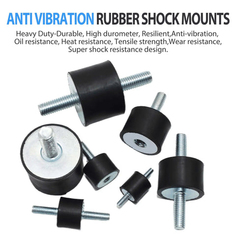 Assorted M8 Rubber Mounts Anti Vibration Isolators 30x20mm Cylindrical Vibration Isolation Mounts For Air Compressors Motors Diesel Engines Four Pack With Eight Lock Nuts