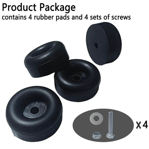 Durable rubber anti-vibration feet absorb shocks from generators, air compressors, pressure washers, and trailers, 4-pack