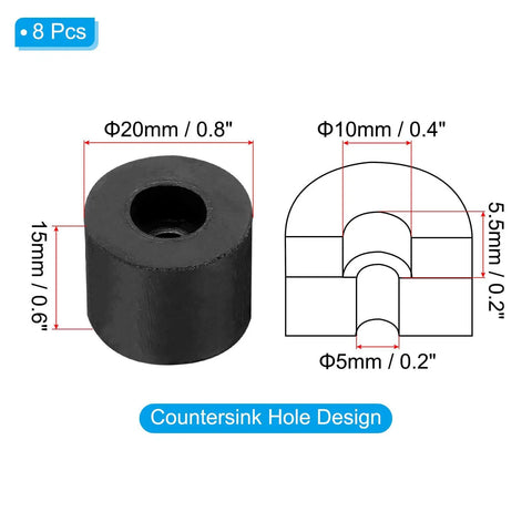 Diagram of 8 Piece Rubber Anti Vibration Foot Pad Bumper Set With 0.8 Inch Outer Diameter And 0.2 Inch Inner Diameter Neoprene Bushings 