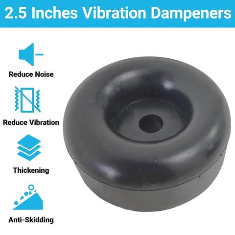 Beefed Up Heavy Duty Round Rubber Bump Stops 1 x 2.5 Inch With Screws, Industrial Grade Shock Absorbing Pad, front view.