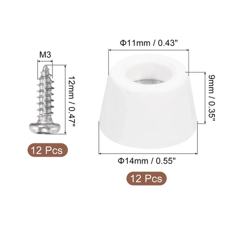 12 Pack Rubber Bumper Feet 0.35 In High By 0.55 In Wide Round Pads With Stainless Steel Washer And Phillips Screws For Furniture Appliances Electronics No Slip No Marks Corrosion Resistant