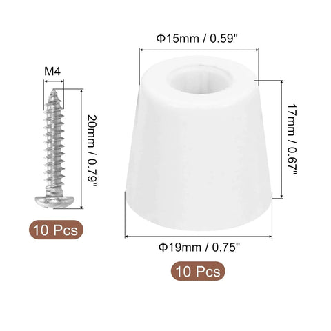 10 Pack Rubber Bumper Feet With Stainless Steel Washer And Screws For Furniture, Appliances And Electronics, Round Pads 0.67In High