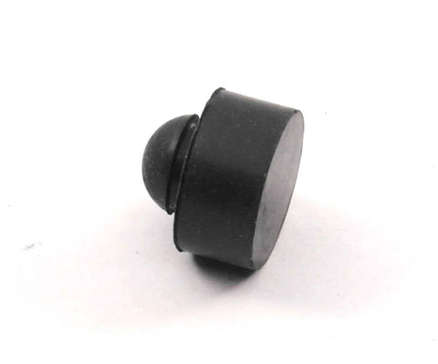 Side view of a push in rubber bumper with tight grip stem fits quarter inch hole for use in one sixteenth inch panel thickness half inch diameter
