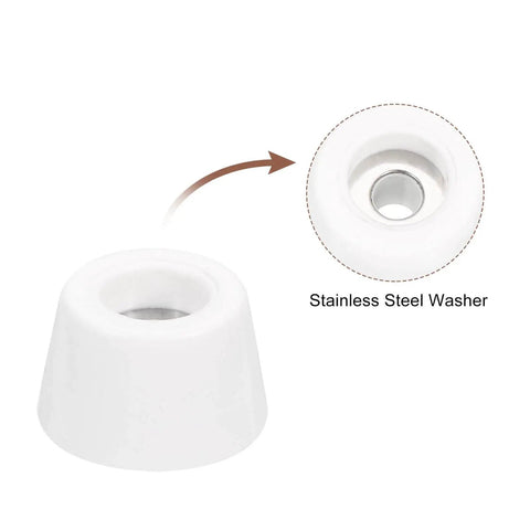 Close-up of 12 Pack Rubber Bumper Feet 0.35 In High By 0.55 In Wide Round Pads with Stainless Steel Washer for Furniture