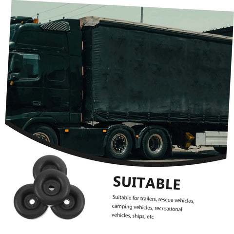 Heavy Duty Round Rubber Bumpers Anti Vibration Foot Pads For Trucks DIY Projects Furniture And Machines Black Noise Reducing Ground Protection And Shock Absorption For Heavy Equipment And Floor Safety shown with a black truck