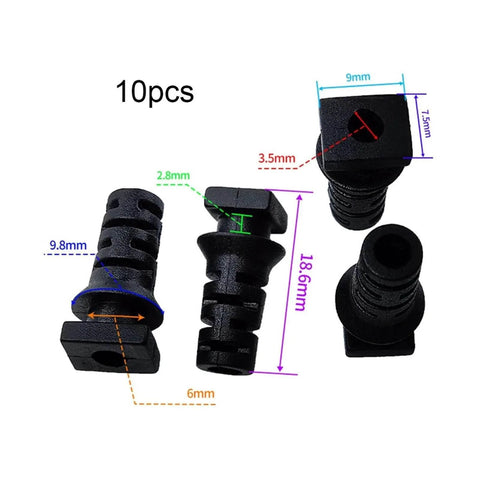 10 Pack Cable Gland Connectors Rubber Strain Relief Cord Boots For 3.5mm 4mm And 5mm Wires Black And White Angled Grinder Cord Protector Spare Parts For Power Tools And Chargers, shown in black with measurement details.