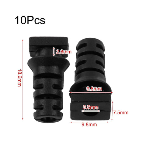 10 Pack Cable Gland Connectors Rubber Strain Relief Cord Boots For 3.5mm 4mm And 5mm Wires Black And White Angled Grinder Cord Protector Spare Parts For Power Tools And Chargers, displayed with dimensions.