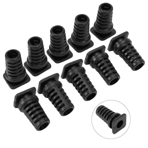 No Fuss 10 Pack Rubber Cable Gland Connectors With Strain Relief Sleeves For Power Tools And Drills, black color, front view.