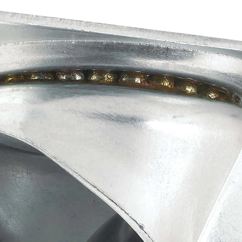 Close-up of a 3 Inch Heavy Duty Rubber Caster Wheel with Swivel Top Plate showing metal bearing detail