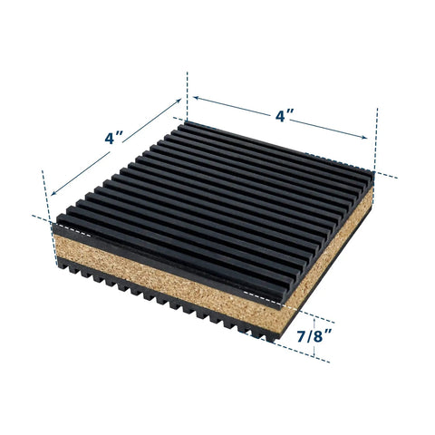 Anti Vibration Pads For Home And Workshop Applications 4 By 4 By 7 Eighth Inch Rubber And Cork Vibration Isolation Pads