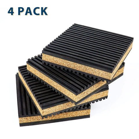 Anti Vibration Pads For Home And Workshop Applications 4 By 4 By 7 Eighth Inch Rubber And Cork Vibration Isolation Pads To Reduce Noise And Vibration Durable Oil Resistant Weatherproof 4 Pack stacked view