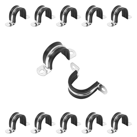 1 Inch Reinforced Rigid Pipe Strap U Bracket Cable Clamp Hanger With Rubber Cushioned Insulated Clamp For Conduits And Pipe Fixing, 10 pack