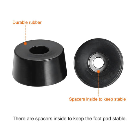 4 Pack Round Rubber Cutting Board Feet Non Slip Bumpers With Stainless Steel Screws showing durable rubber design and stability spacers.