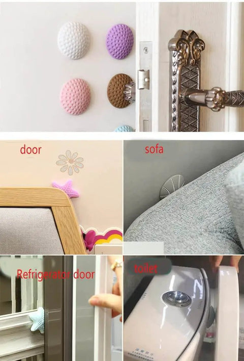 Self Adhesive Rubber Door Buffer 12 Pcs Set Silencer Cushions on various surfaces like doors and furniture, preventing damage.