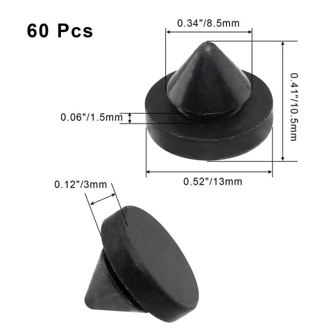 60 Pack Rubber Door Silencers For Half Inch Diameter Metal Doors Heavy Duty Anti Collision Door Stops For Metal Frames No Slam Door Bumpers In Black Great For Home Use