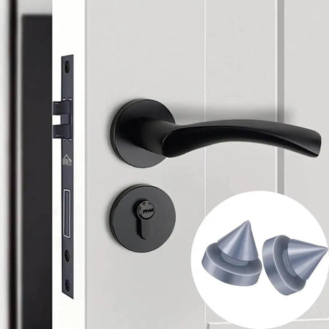 100 Piece Rubber Door Silencers For Metal Doors And Frames One Half Inch Diameter Bumpers displayed with metal door