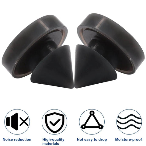 Durable rubber door silencers absorb impact and reduce slams, delivering near silent operation for metal frames, shown in close-up view.