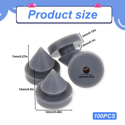 Heavy Duty Rubber Door Silencers For Metal Frames 1/2 Inch Diameter Anti Collision Bumpers Pack Of 100 with size dimensions