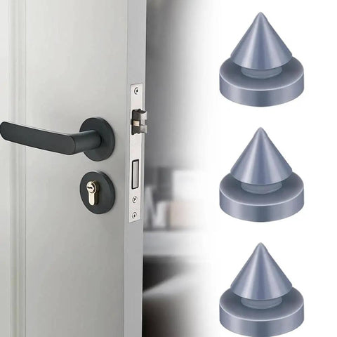 100 Piece Rubber Door Silencers For Metal Doors And Frames One Half Inch Diameter Bumpers Quiet Door Stop Cushions, shown installed on a door