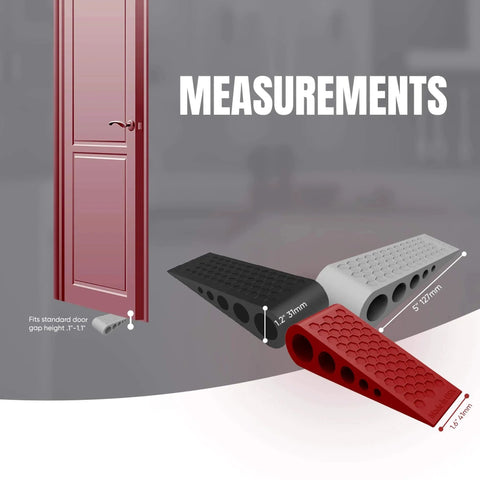 Door Stoppers for Bottom of Door Premium Floor Rubber Door Stop Wedge Made in USA Heavy Duty Honeycomb Design, measurements shown
