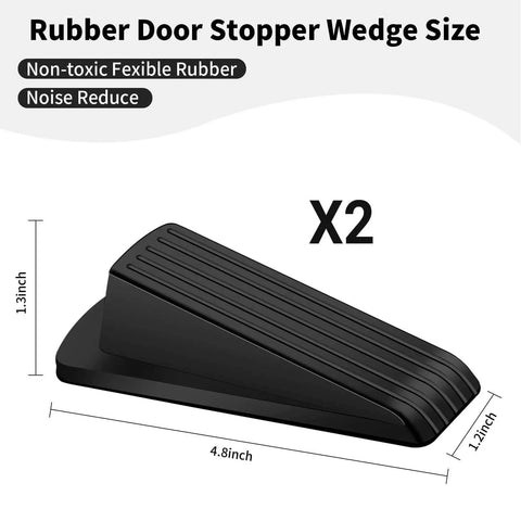 2 Pack Premium Rubber Door Stoppers For Bottom Of Door Security Heavy Duty Non Slip Wedges dimensions view