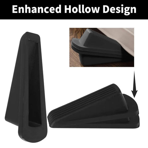 2 Pack Premium Rubber Door Stoppers For Bottom Of Door Security Heavy Duty Non Slip Wedges For Carpet Wood Tile Hardwood Floors Anti Scratch Quiet Durable Door Stopper Set showing enhanced hollow design