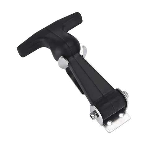 4 Pack Rubber Flexible Draw Latches With T Handle And Brackets Elastomer Latch Body Reduces Vibration, side view of black latch