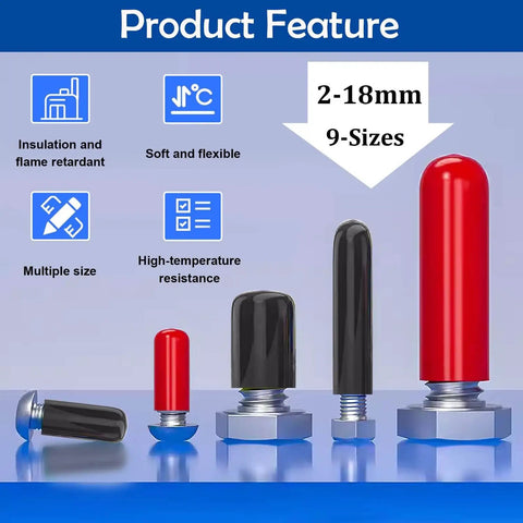 Premium Rubber End Caps Kit 300Pcs Black Vinyl End Caps For Bolts And Screws In 9 Sizes From 2mm To 18mm Flexible Elastic Fit