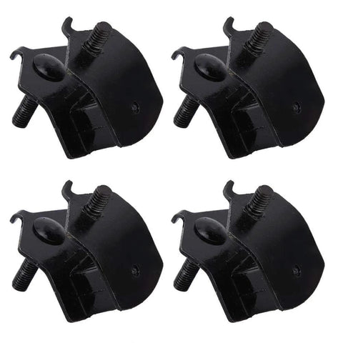 Set of 4 rubber motor mounts for engine anti-vibration damping with metal core, shown from top view.