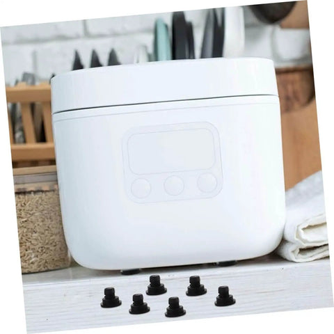 20 Pack Rubber Feet Replacement For Rice Cookers And Pressure Cookers Non Slip Bumpers next to a white cooker