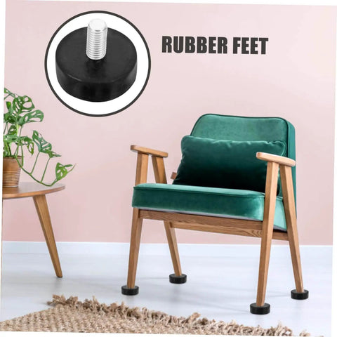 Improve stability and curb noise with adjustable rubber feet levelers on chair for furniture, cabinets, and machines; anti-slip.