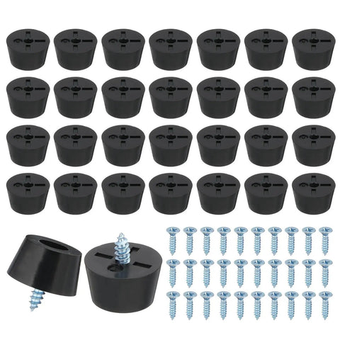 28 Pack Rubber Feet Set 15x12x8mm Screw On Grippy Non Slip Bumpers For Electronics Furniture Cutting Boards Chairs Cabinets Sofas Speakers And More Durable PVC Pads With 3x12mm Screws