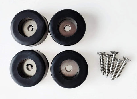 Four Tough Rubber Feet Set With 1.5 Inch Diameter And 0.75 Inch Height 0.25 Inch Mount Holes For Cabinets, Speakers, Subwoofers