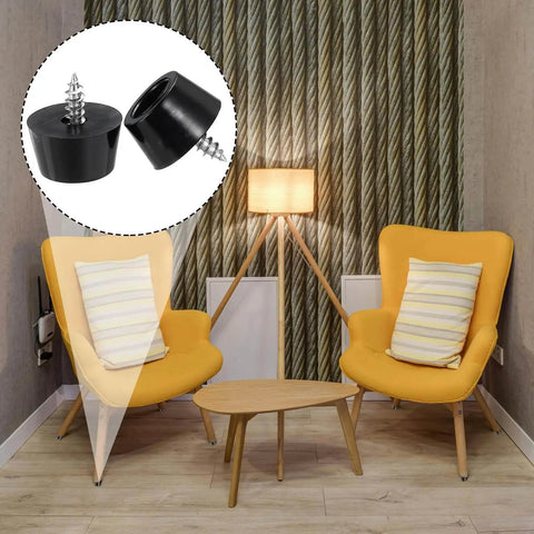 12 Pack Round Rubber Cutting Board Feet With Stainless Steel Screws used on furniture chairs for non slip and shock absorption.