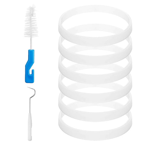 6 white gaskets, brush, and hook for 3.94 Inch Rubber Gasket Replacement Seal Kit With Brush And Hook For High Performance Countertop Blenders