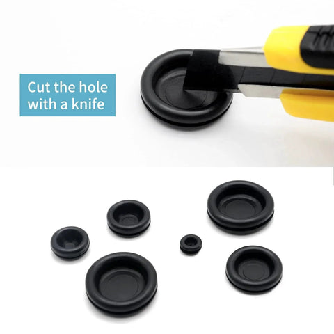 188 Piece Rubber Grommet Kit For Wiring Electrical Plumbing Round Hole Seals with utility knife and various grommet sizes