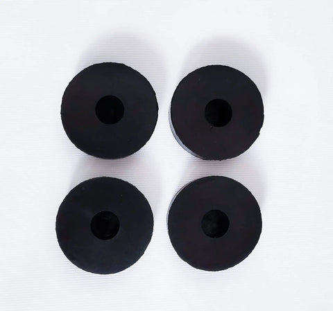 Four Pack Rubber Isolation Feet Pads For Vibration Damping, 1.5 Inch Outer Diameter, 0.5 Inch Inner Diameter, 0.4 Inch Thick displayed in a set of four