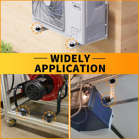 Keep machinery quiet and steady with these medium rubber anti vibration isolator mounts with studs, built to absorb shocks for compressors.