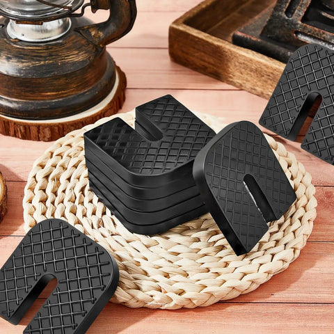8 Pack Rubber Isolator Pads for Air Conditioning Condenser Outdoor Units shown in a stack on a woven mat