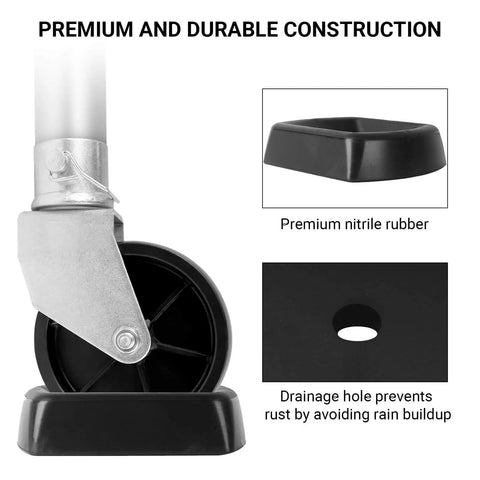 Built Tough Heavy Duty Rubber Jack Wheel Chock Stabilizer For Travel Trailers And RVs, 6 Inch Single Wheel Stopper, close-up view
