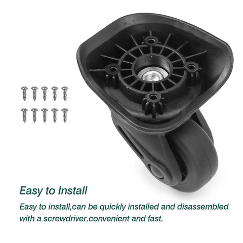 2 Pack Rubber Luggage Wheels Replacement Set with 360 Degree Swivel Caster For Suitcase Repair Durable, Wear Resistant Plastic Wheel Upgrade