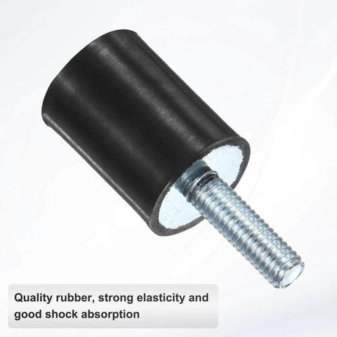 4 Pack Rubber Mounts D15mm By H20mm Vibration Isolators With M5 By 15mm Studs, cylindrical shock absorber close-up view