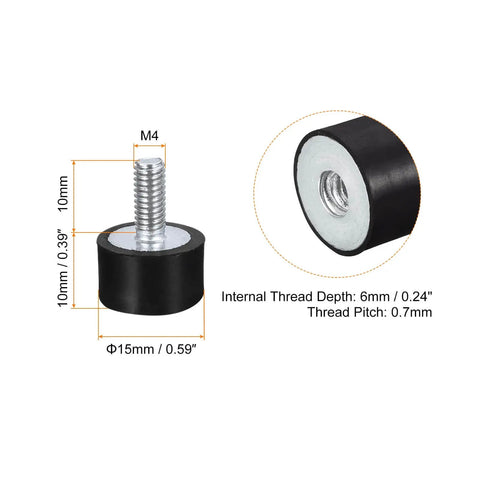 Durable rubber mounts deliver effective vibration isolation for motors, air compressors, cars and boats, with 12-pack M4 threaded posts