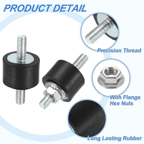 M4 X 10mm Rubber Mounts With 10 X 15mm Cylindrical Anti Vibration Isolators Studs And Nuts For Car Generators Air Compressors