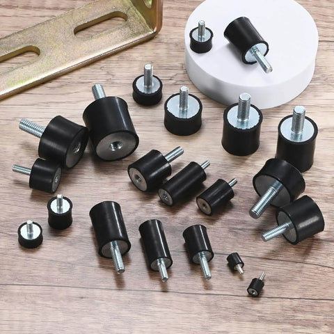 4 Pack Rubber Mounts D15mm By H20mm Vibration Isolators With M5 By 15mm Studs, various cylindrical shock absorbers on display